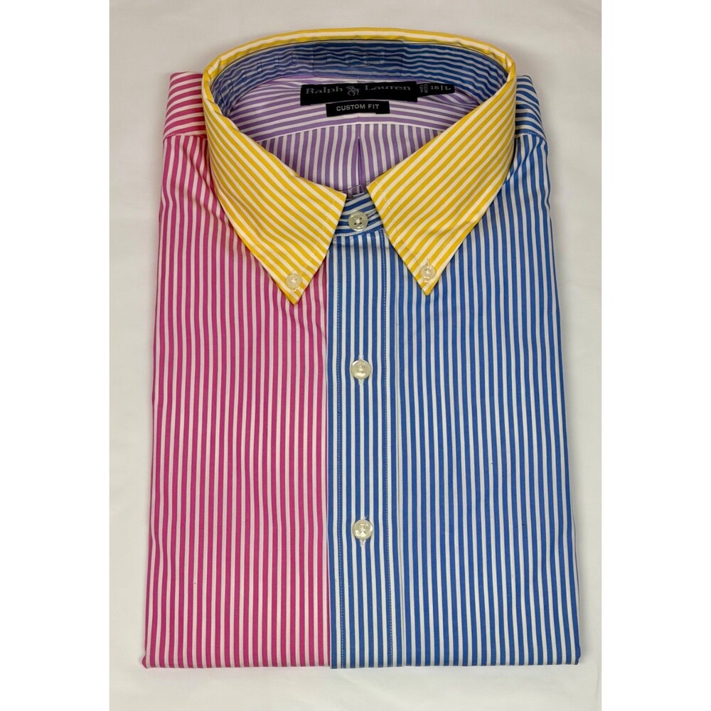 Ralph Lauren Custom Fit Colorblock Striped Long Sleeve Button Down Men’s L 16 38